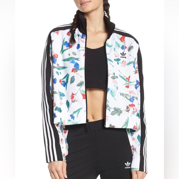 Adidas floral print jacket Sz L